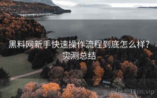 黑料网新手快速操作流程到底怎么样？实测总结